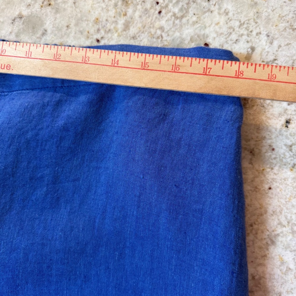 Chico's Linen Crop Pants Womens US 20 Blue Wide Leg Pull On Button Hem Plus - Picture 12 of 16